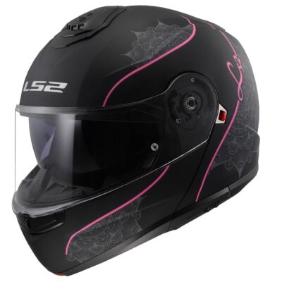 LS2 FF908 STROBE II-06 LUX výklopná helma matná-černá/růžová vel.3XL